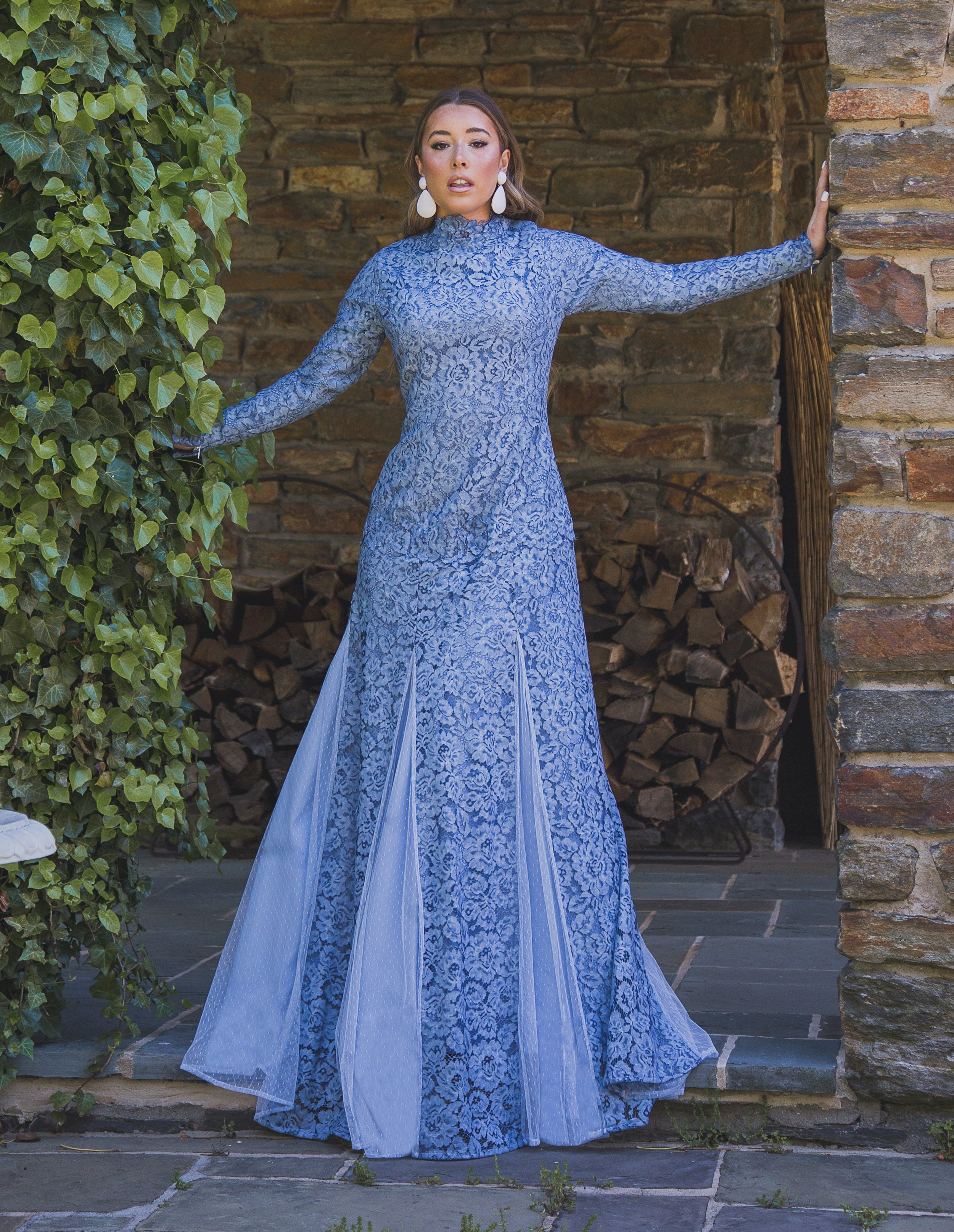 Royal Blue Sequin Off-the-shoulder Sleeve Slit Prom Dress - Lunss